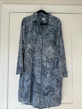 Chico's 2-Paisley Button-Front Long Shirt Dress